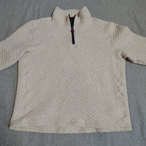 J Crew Fleece Pullover Womens Size Medium Oatmeal Diamond Quilted Authentic Zip - Picture 3 of 11